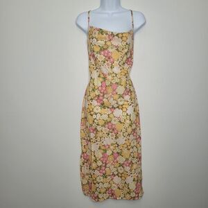 Asos Floral Midi Cowl-neck Slip tie back groovy flower dress size 6